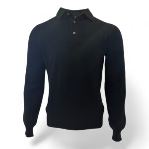 Gran Sasso polo lange mouw zwart