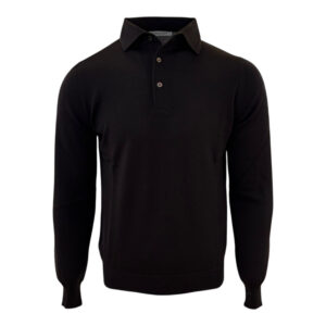 Gran Sasso polo lange mouw donkerbruin