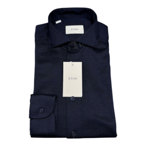Eton shirt navy filo di scozia contemporary fit