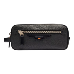 Santoni tas beauty uomo doppia zip zwart
