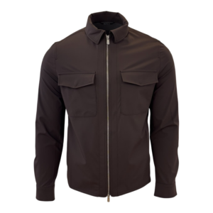 Marco Pescarolo zipped overshirt urus brown